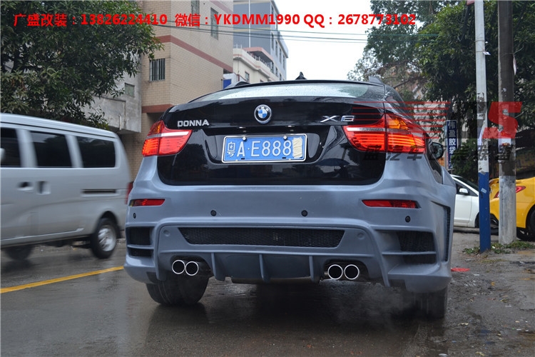 BMW寶馬X6 E71改裝LUMMA寬體大包圍碳纖維機(jī)蓋后唇四出排氣管尾翼
