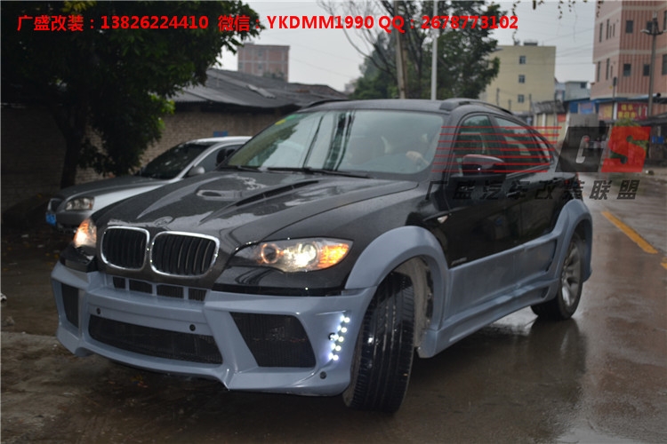 BMW寶馬X6 E71改裝LUMMA寬體大包圍碳纖維機(jī)蓋后唇四出排氣管尾翼