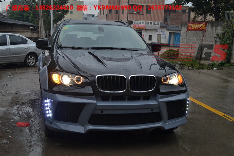BMW寶馬X6 E71改裝LUMMA寬體大包圍碳纖維機(jī)蓋后唇四出排氣管尾翼