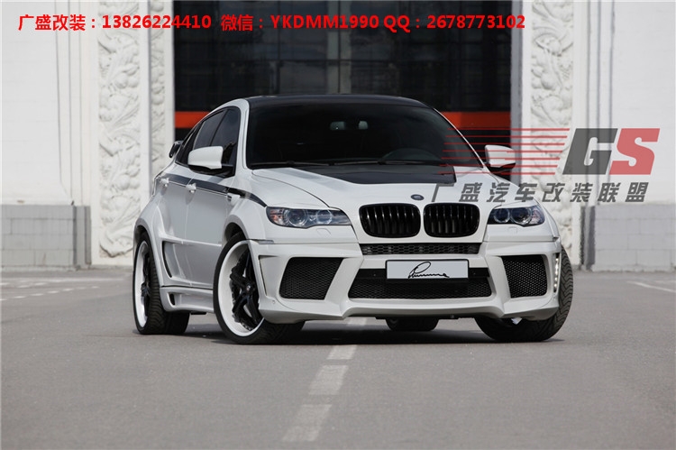BMW寶馬X6 E71改裝LUMMA寬體大包圍碳纖維機(jī)蓋后唇四出排氣管尾翼