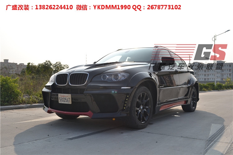 BMW寶馬X6 E71改裝LUMMA寬體大包圍碳纖維機(jī)蓋后唇四出排氣管尾翼