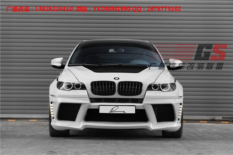 BMW寶馬X6 E71改裝LUMMA寬體大包圍碳纖維機(jī)蓋后唇四出排氣管尾翼