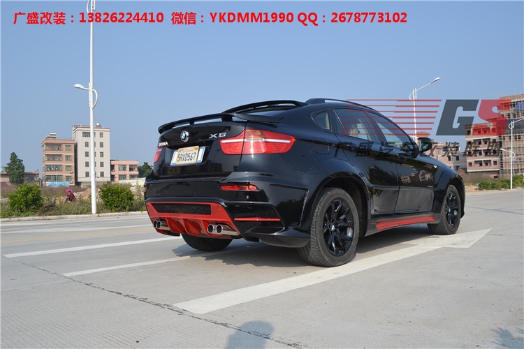 BMW寶馬X6 E71改裝LUMMA寬體大包圍碳纖維機(jī)蓋后唇四出排氣管尾翼