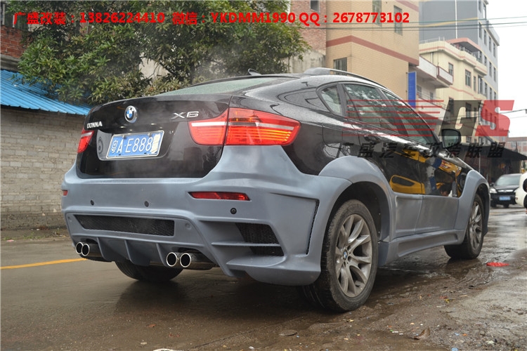 BMW寶馬X6 E71改裝LUMMA寬體大包圍碳纖維機(jī)蓋后唇四出排氣管尾翼