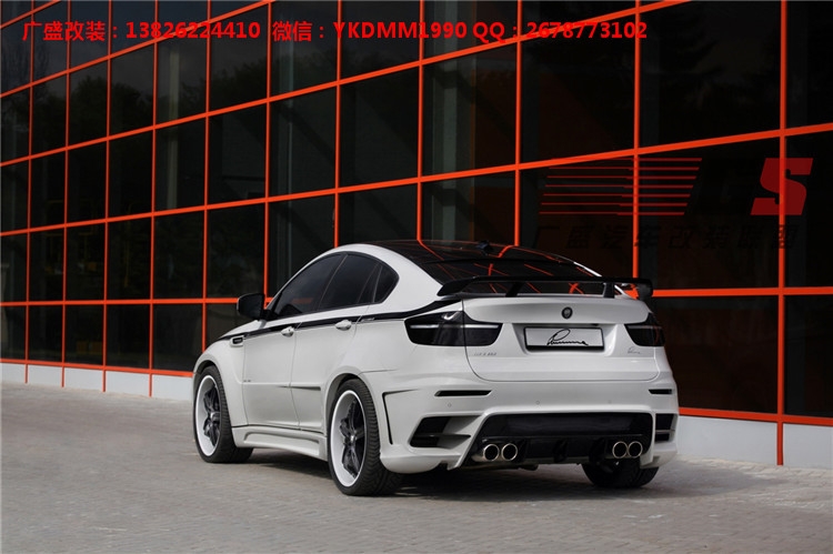 BMW寶馬X6 E71改裝LUMMA寬體大包圍碳纖維機(jī)蓋后唇四出排氣管尾翼
