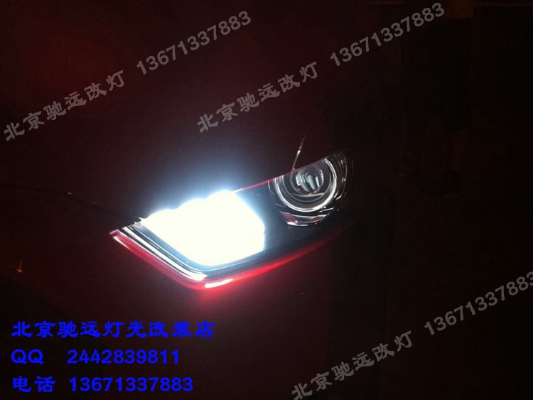 福特GT野马车灯改装 LED双色日间行车灯