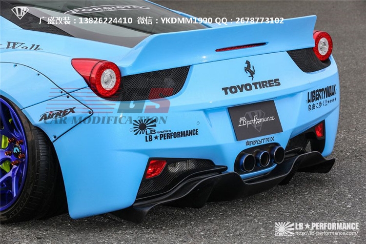 法拉利458改裝LB FERRARI寬體包圍 碳纖維尾翼前唇后唇 IPE排氣管