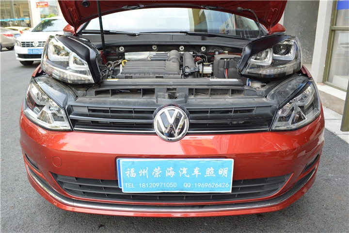 福州專業(yè)改燈 高爾夫7車燈升級流光雙大U大燈總成 福州榮海汽車照明