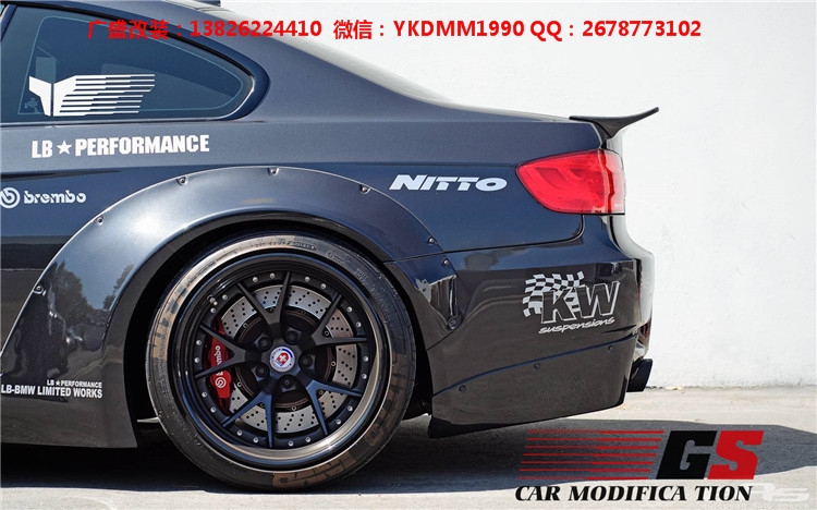 寶馬E92 M3改裝lb-performance寬體包圍碳纖維前唇尾翼輪眉葉子板