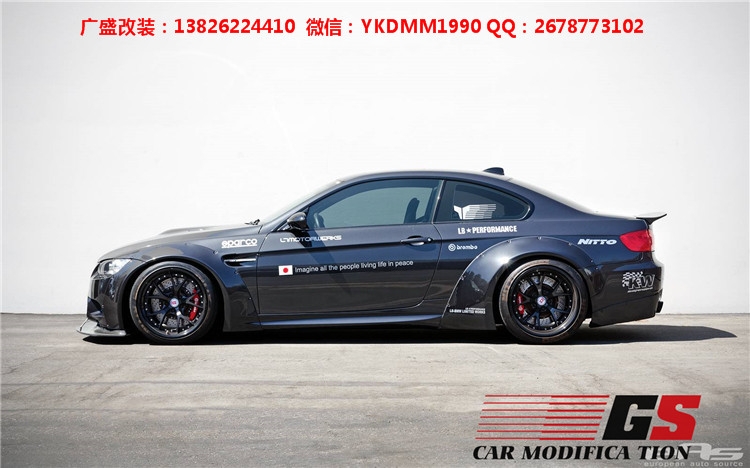 寶馬E92 M3改裝lb-performance寬體包圍碳纖維前唇尾翼輪眉葉子板