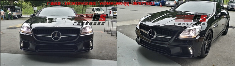 奔馳SLK200 SLK300 R172改裝WALD大包圍碳纖維尾翼后唇排氣管