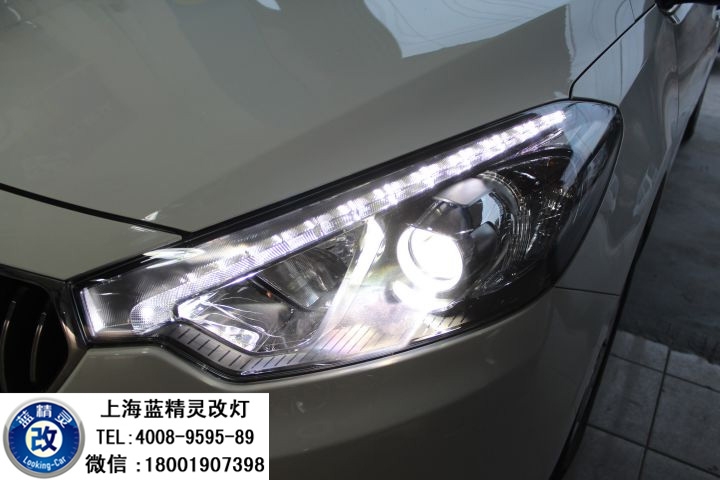 上海起亞K3改燈 上海起亞K3車燈改裝 起亞K3改Q5雙光透鏡歐司朗氙氣大燈 K3車燈不亮怎么辦？ K3改燈多少錢？