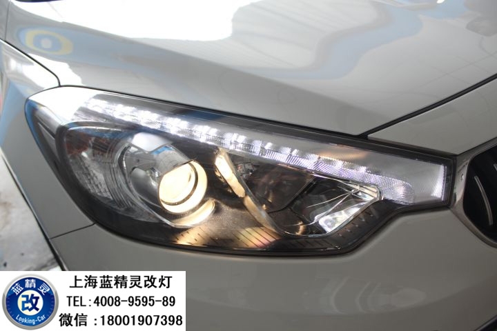 上海起亞K3改燈 上海起亞K3車燈改裝 起亞K3改Q5雙光透鏡歐司朗氙氣大燈 K3車燈不亮怎么辦？ K3改燈多少錢？