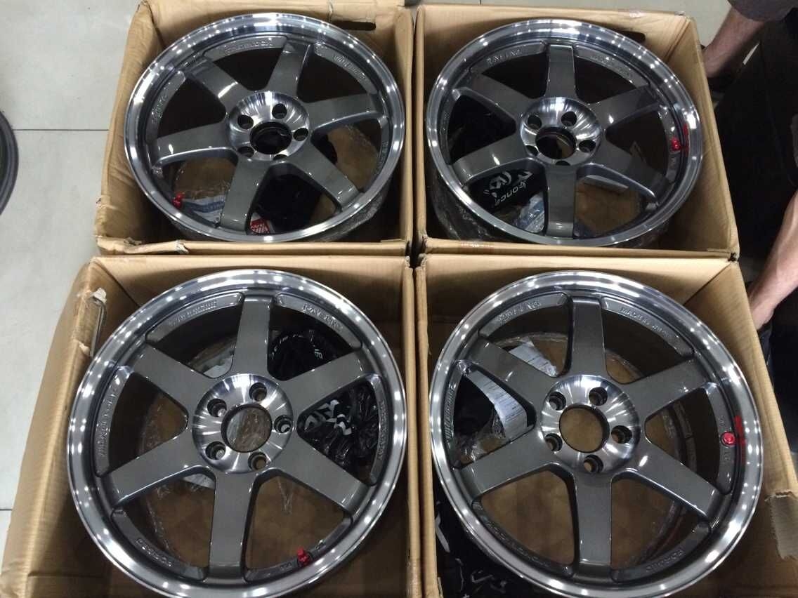 日本正品 RAYS TE37SL 灰色紅標 112 18寸