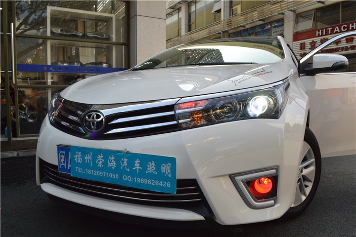 福州改汽車透鏡 福州卡羅拉車燈升級(jí)漢雷氙氣燈美標(biāo)Q5雙光透鏡 福州榮海照明