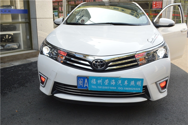 福州改汽車透鏡 福州卡羅拉車燈升級(jí)漢雷氙氣燈美標(biāo)Q5雙光透鏡 福州榮海照明