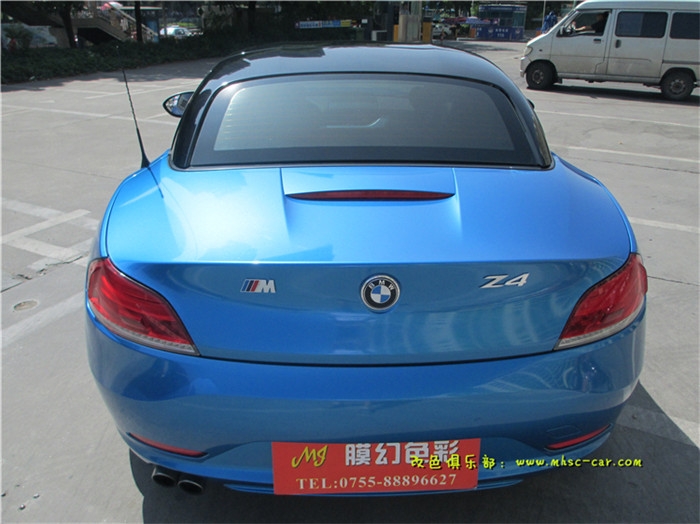 寶馬Z4貼膜改顏色 全車改色施工美國艾利小珠光金屬亮藍(lán)