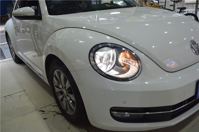 福建福州改汽車大燈 大眾甲殼蟲車燈改裝榮海G1雙光透鏡氙氣燈 福州榮海汽車照明