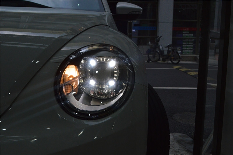 福建福州改汽車大燈 大眾甲殼蟲車燈改裝榮海G1雙光透鏡氙氣燈 福州榮海汽車照明