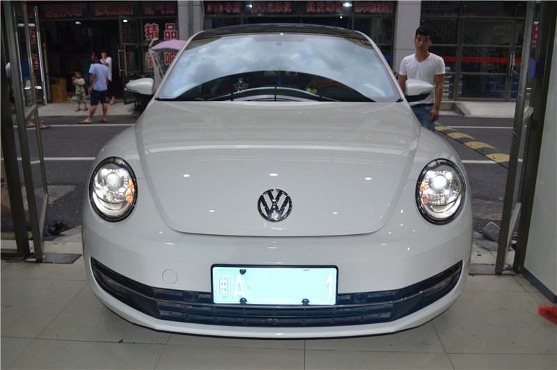 福建福州改汽車大燈 大眾甲殼蟲車燈改裝榮海G1雙光透鏡氙氣燈 福州榮海汽車照明