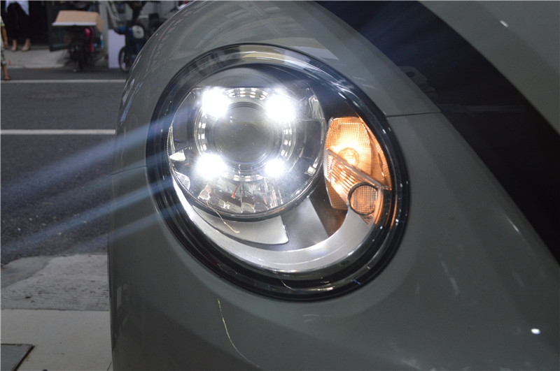 福建福州改汽車大燈 大眾甲殼蟲車燈改裝榮海G1雙光透鏡氙氣燈 福州榮海汽車照明