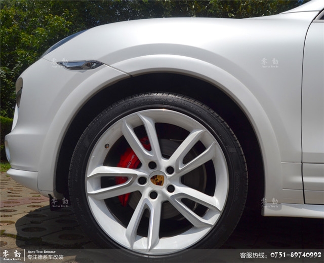 保時(shí)捷卡宴pwf電光白全車貼膜-長沙零動(dòng)汽車改裝