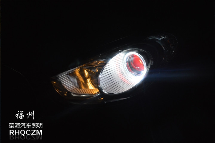 福建福州車燈改裝 現(xiàn)代IX35汽車大燈改裝氙氣燈海拉五雙光透鏡 福州榮海汽車照明