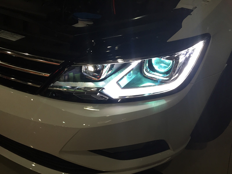 上海大眾凌渡 車燈升級原裝高配大燈總成 LED日行燈 Q5雙光透鏡 巖崎氙氣燈