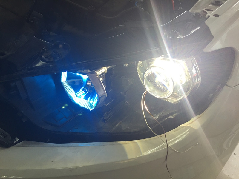 上海全新大众尚酷车灯提示亮度 大灯改装小糸Q5透镜 岩崎氙气灯 水晶双色LED泪眼