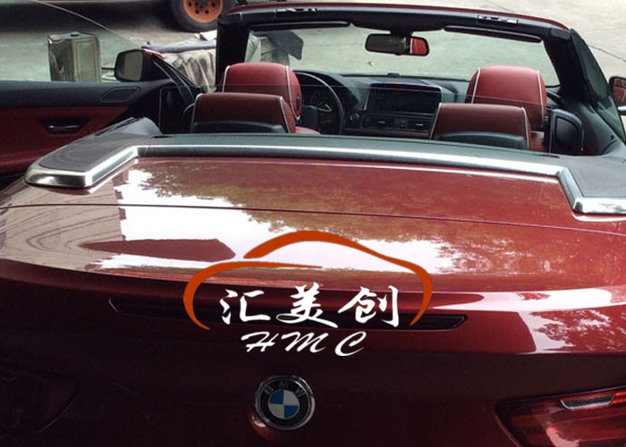 寶馬640座椅門板改紅色深圳匯美創(chuàng)汽車內(nèi)飾改裝