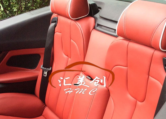寶馬640座椅門板改紅色深圳匯美創(chuàng)汽車內(nèi)飾改裝