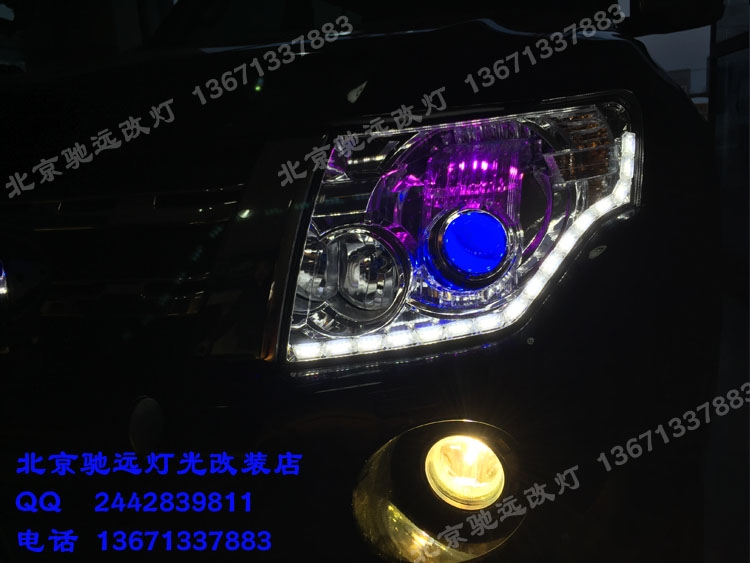 帕杰羅V93改裝車燈 海拉五代改裝透鏡 增亮車燈
