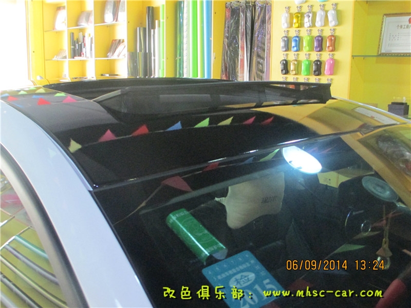 別克君威貼黑頂 黑色車頂膜 車頂貼亮光黑色膜 全景天窗貼膜