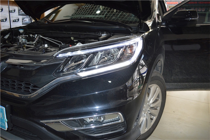 福州汽車改大燈 本田CRV改裝海拉三雙光透鏡漢雷氙氣燈 福州榮海汽車照明