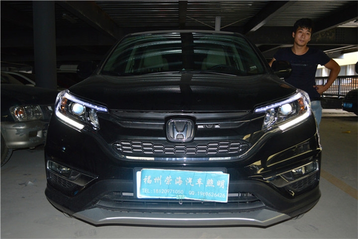 福州汽車改大燈 本田CRV改裝海拉三雙光透鏡漢雷氙氣燈 福州榮海汽車照明