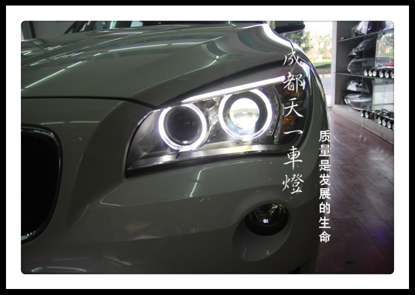 成都寶馬X1改車燈|成都寶馬X1車燈改裝雙光透鏡日行燈