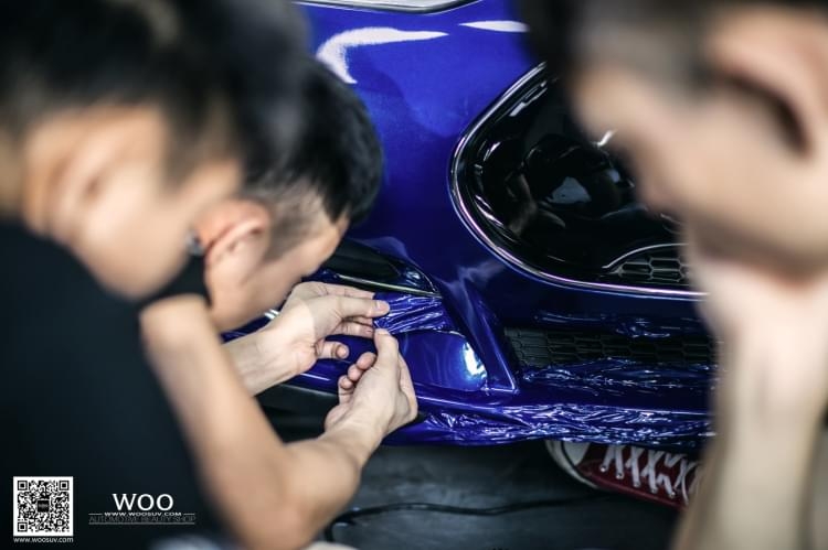 特斯拉Model S P85D車身改色貼膜金屬藍