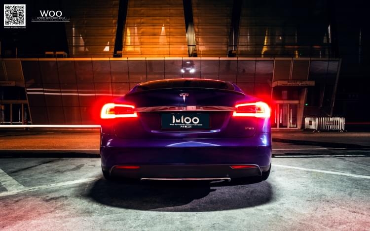 特斯拉Model S P85D車身改色貼膜金屬藍