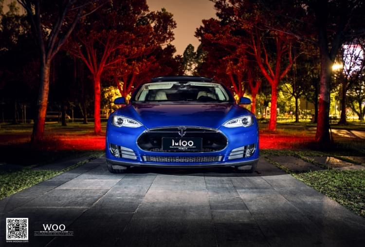 特斯拉Model S P85D車身改色貼膜金屬藍
