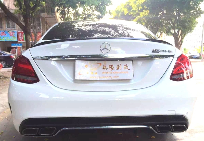 奔馳C級(jí)W205改AMG 一比一小尾翼 完美吻合