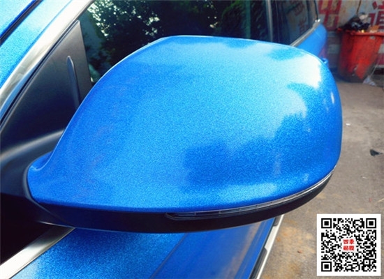 武漢汽車車身改色貼膜│奧迪Q7施工艾利大珠光藍(lán)改色案例