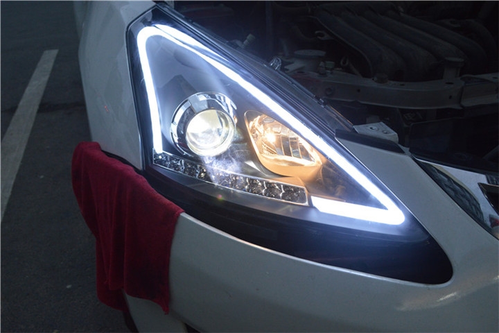 福州汽車改燈 日產(chǎn)騏達大燈升級氙氣款大燈總成 福州榮海汽車照明