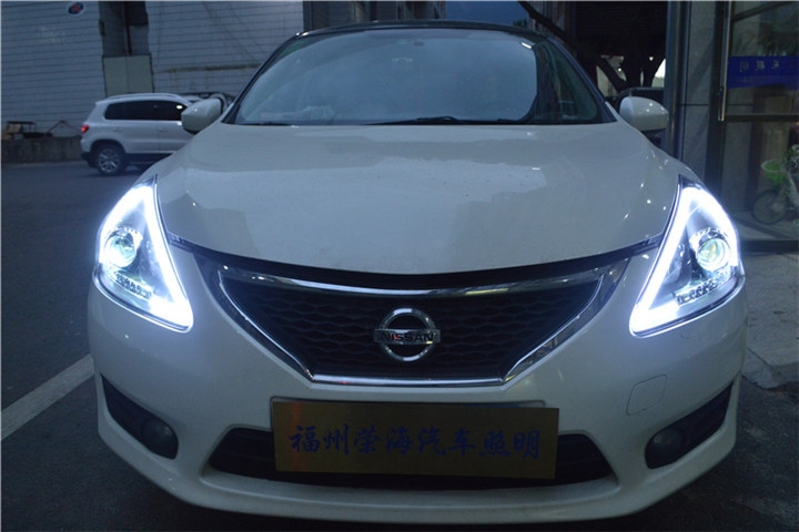 福州汽車改燈 日產(chǎn)騏達大燈升級氙氣款大燈總成 福州榮海汽車照明