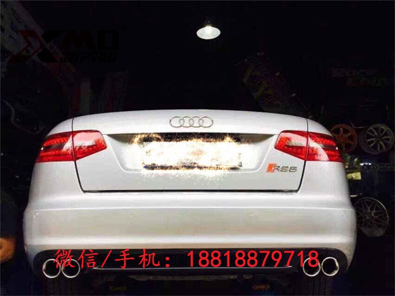奧迪A6改裝升級S6碳纖后唇 后擾流 排氣管 包圍