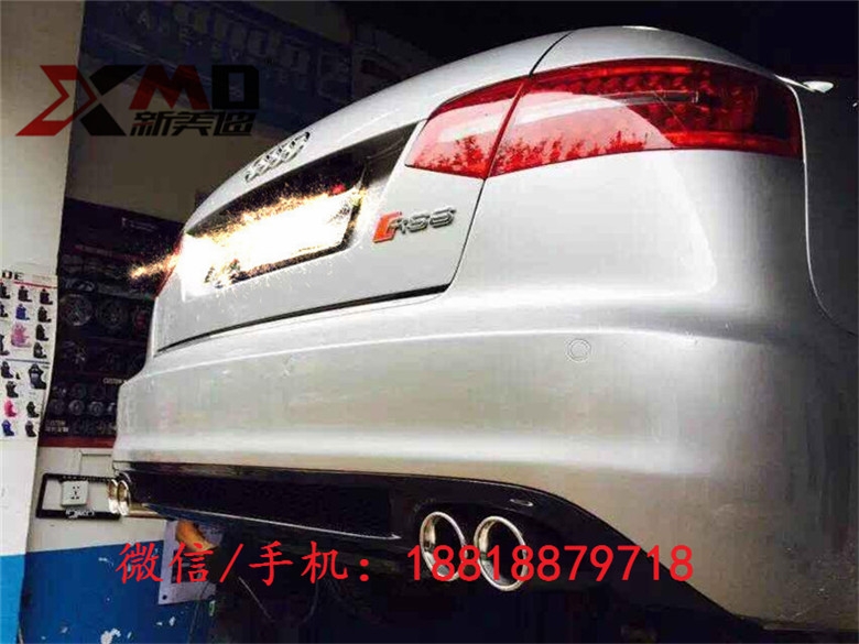 奧迪A6改裝升級S6碳纖后唇 后擾流 排氣管 包圍