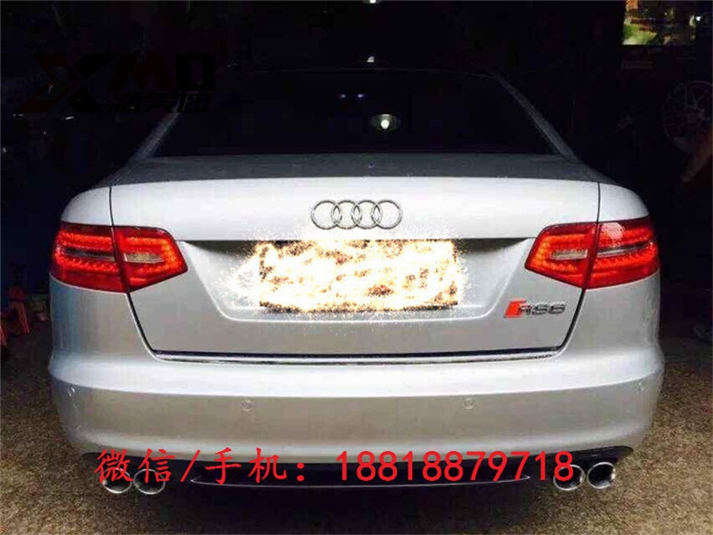 奧迪A6改裝升級S6碳纖后唇 后擾流 排氣管 包圍