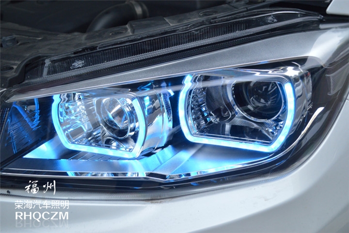 福州CS75改燈 長(zhǎng)安CS75大燈升級(jí)冰藍(lán)雙U光導(dǎo)天使眼 福州榮海照明