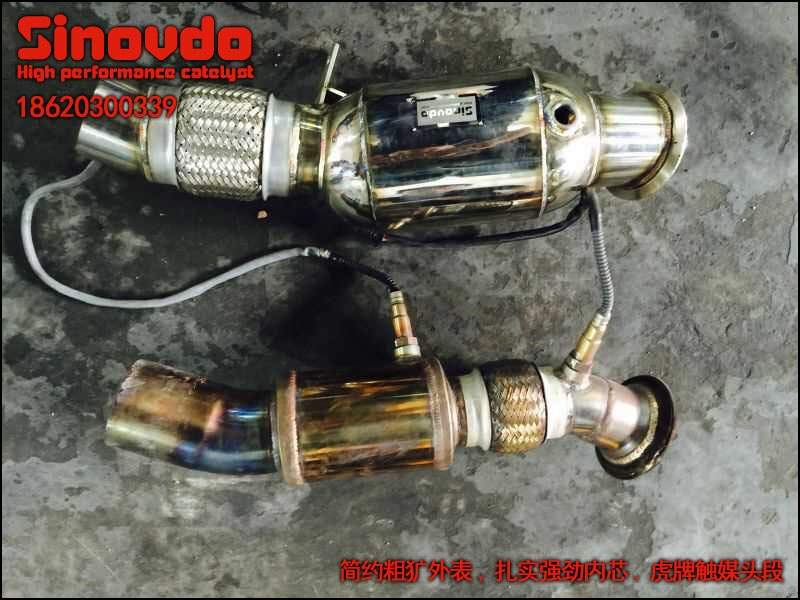 寶馬535更換虎牌SINOVDO原裝位高流量金屬競(jìng)技三元催化