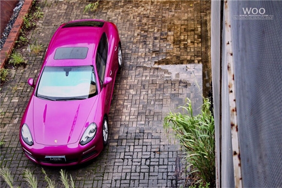 帕拉梅拉整车改色贴膜3M极光粉紫