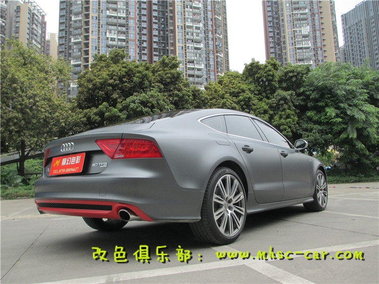 奧迪A7全車貼膜改色施工德國PWF電光金屬碳灰
